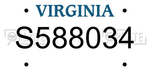 S588034 Virginia License Plate