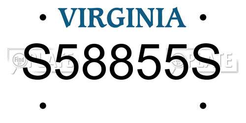 S58855S Virginia License Plate