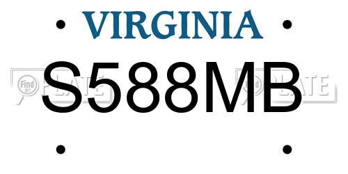 S588MB Virginia License Plate