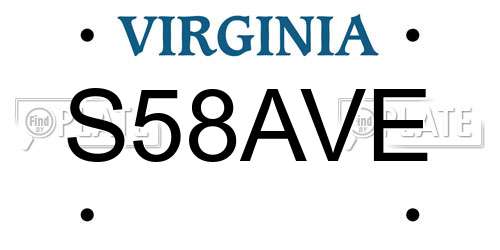 S58AVE Virginia License Plate