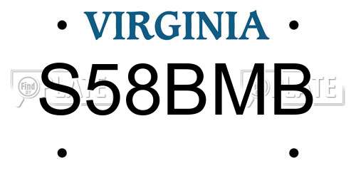 S58BMB Virginia License Plate