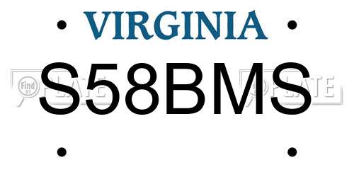 S58BMS Virginia License Plate