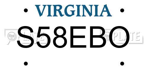 S58EBO Virginia License Plate