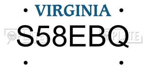 S58EBQ Virginia License Plate