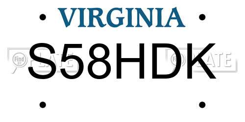 S58HDK Virginia License Plate