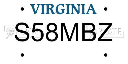 S58MBZ Virginia License Plate
