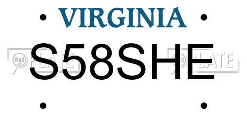 S58SHE Virginia License Plate