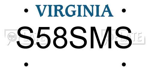 S58SMS Virginia License Plate