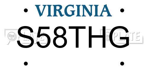 S58THG Virginia License Plate