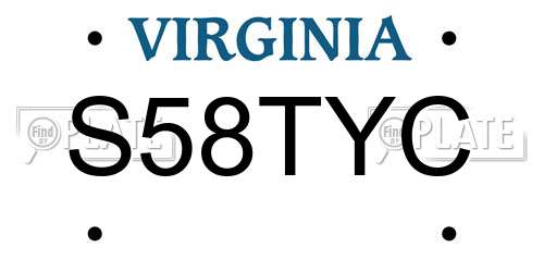 S58TYC Virginia License Plate