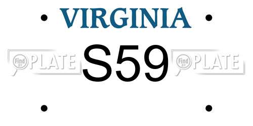 S59 Virginia License Plate