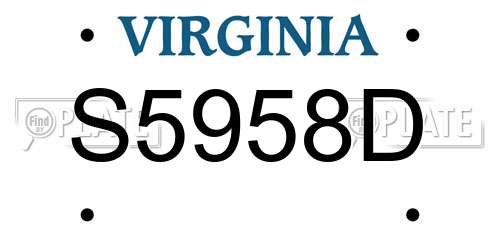 S5958D Virginia License Plate