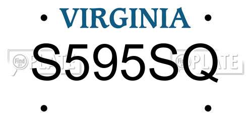 S595SQ Virginia License Plate