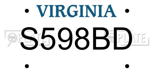 S598BD Virginia License Plate