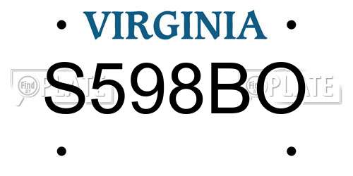 S598BO Virginia License Plate