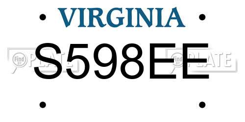 S598EE Virginia License Plate