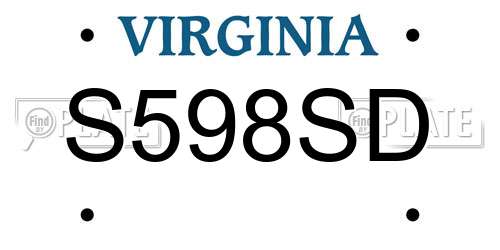 S598SD Virginia License Plate