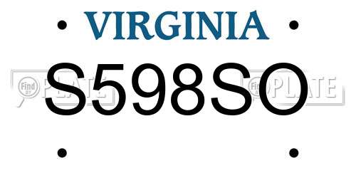 S598SO Virginia License Plate
