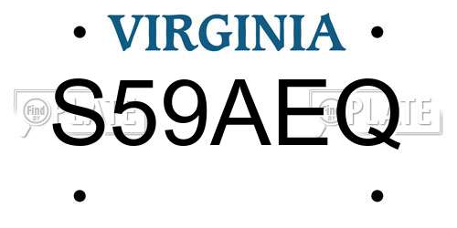 S59AEQ Virginia License Plate