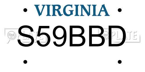 S59BBD Virginia License Plate