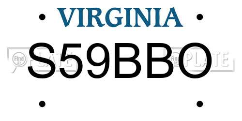 S59BBO Virginia License Plate