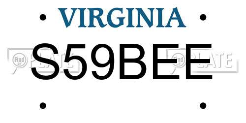 S59BEE Virginia License Plate