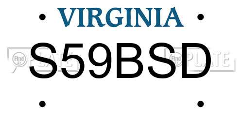 S59BSD Virginia License Plate