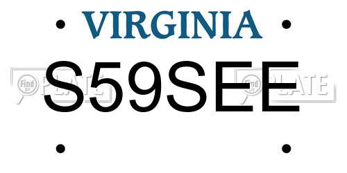 S59SEE Virginia License Plate