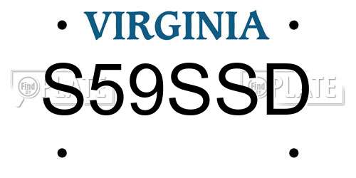 S59SSD Virginia License Plate
