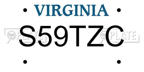 S59TZC Virginia License Plate