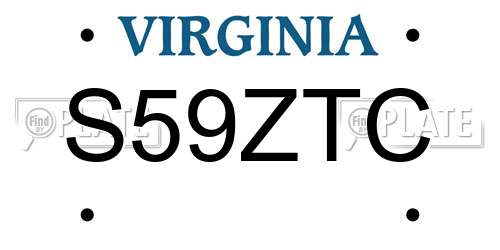 S59ZTC Virginia License Plate