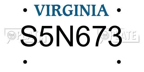 S5N673 Virginia License Plate