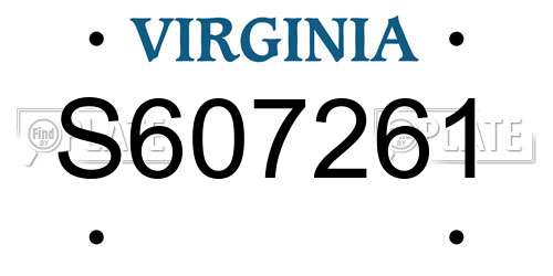 S607261 Virginia License Plate