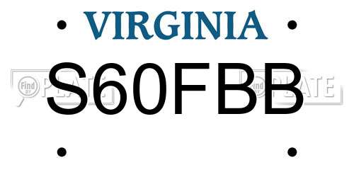 S60FBB Virginia License Plate