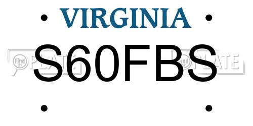 S60FBS Virginia License Plate