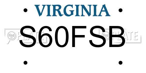 S60FSB Virginia License Plate
