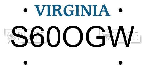 S60OGW Virginia License Plate