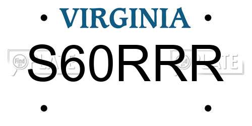 S60RRR Virginia License Plate