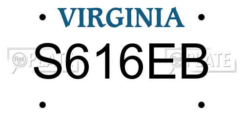S616EB Virginia License Plate