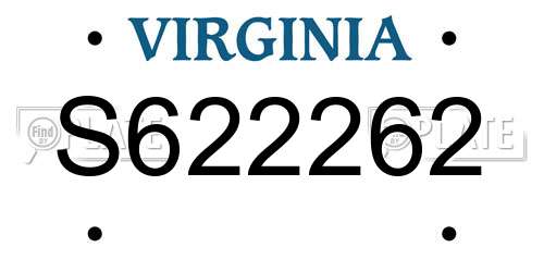 S622262 Virginia License Plate