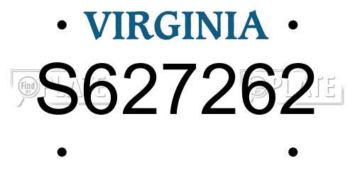S627262 Virginia License Plate