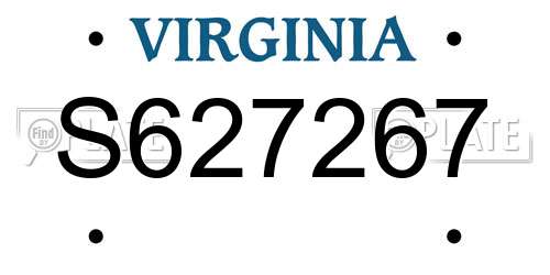S627267 Virginia License Plate