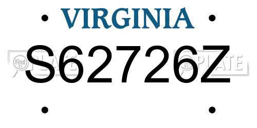 S62726Z Virginia License Plate