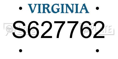 S627762 Virginia License Plate