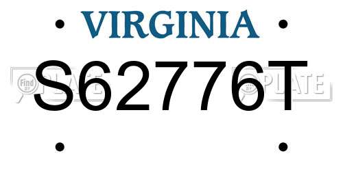 S62776T Virginia License Plate