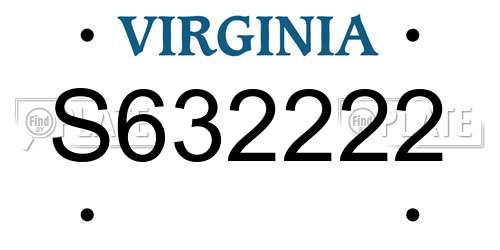S632222 Virginia License Plate