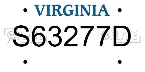 S63277D Virginia License Plate
