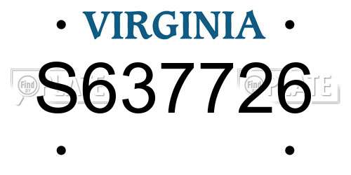 S637726 Virginia License Plate