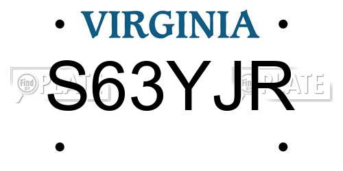 S63YJR Virginia License Plate