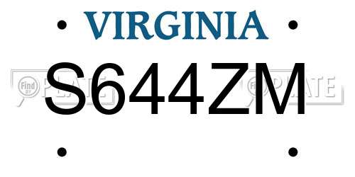S644ZM Virginia License Plate